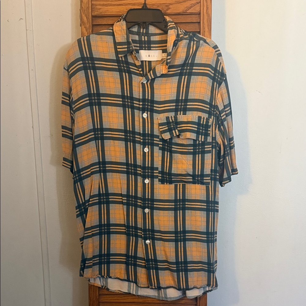 Urban Outfitters Yellow and Blue Plaid Shirt